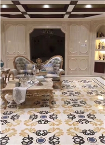 Beige Base Marble Waterjet Medallion,Marble Pattern,Interior Decor
