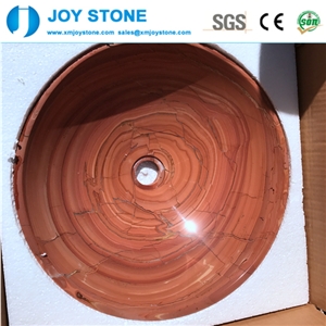 Beautiful Red Wash Basin Marble Stone Factory on Hot
