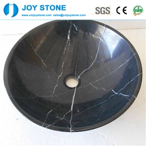 Cheap Natural China Golden Jade Black Marble Bathroom Round Wash Sink