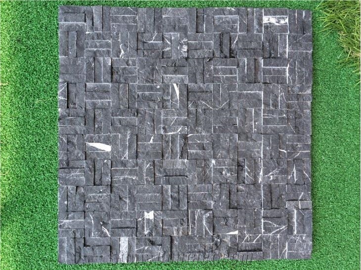 Black Marquina Mosaic Backsplash Kitchen Floor and Bathroom
