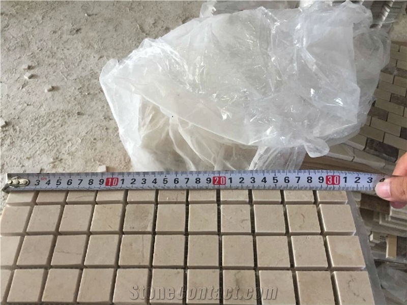 Cream Marfil Marble Mosaic Tile for Wall Cladding Project