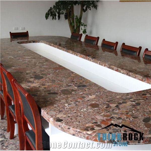 Multicolor Chinese Chocolate Natural Compound Stone Office Table