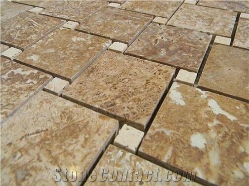 Multicolor Travertine Mosaics for Backsplash Kitchen Floor, Bathroom