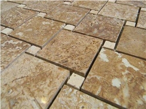 Multicolor Travertine Mosaics for Backsplash Kitchen Floor, Bathroom
