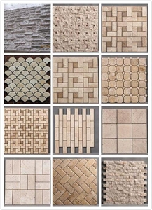 Multicolor Travertine Mosaics for Backsplash Kitchen Floor, Bathroom
