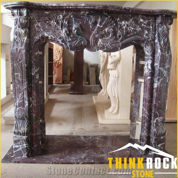 Rosa Levanto Red Marble Rosso Levanto Fireplace- Thinkrock Stone