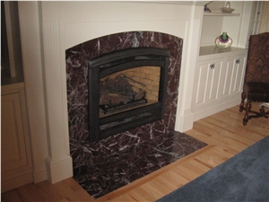 Rosa Levanto Red Marble Rosso Levanto Fireplace- Thinkrock Stone
