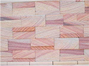 White Pink Sandstone Castle Stone Wall Pavers Manufacture