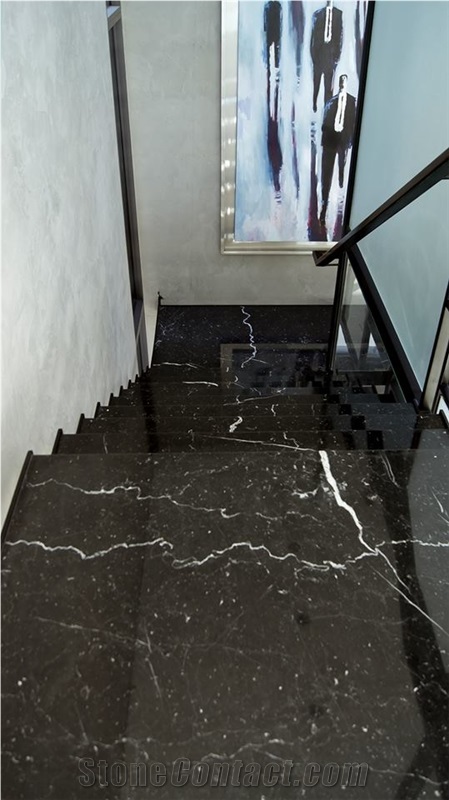 Nero Marquina Marble Staircase