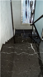 Nero Marquina Marble Staircase