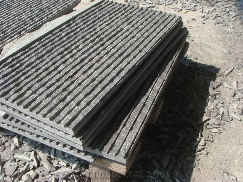 Basalt Waterflow Finish, G684 Serrated Finish, Profiled Black Basalt