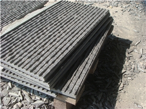 Basalt Waterflow Finish, G684 Serrated Finish, Profiled Black Basalt