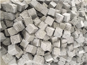 Light Grey Granite Cube Stone, White Cobble Stone, Light Grey Pavement