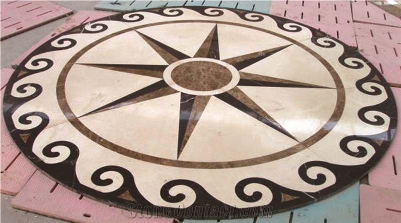 Lobby Floor Waterjet,Round Floor Medallions,Marble Design Madellions