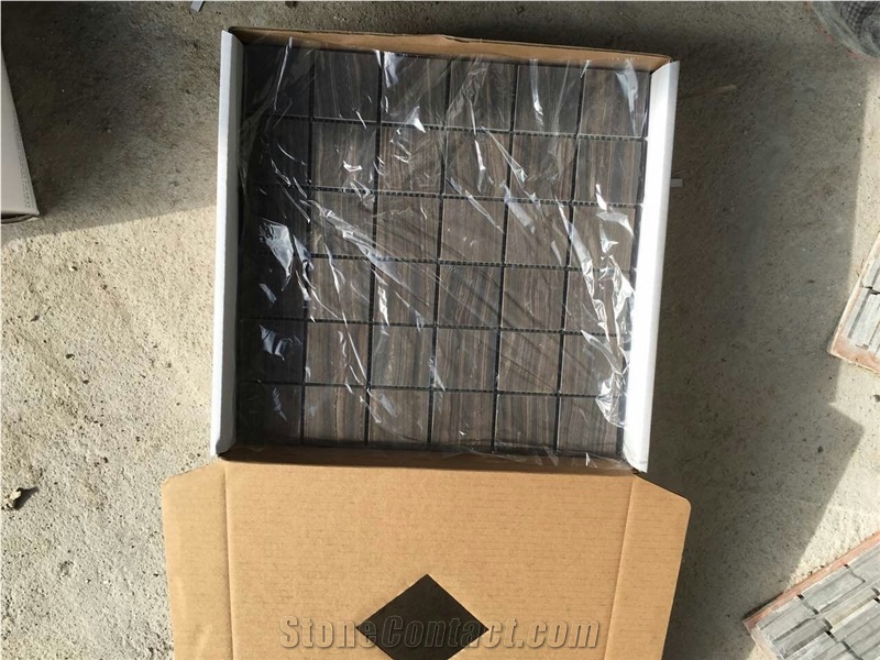 Tobacco Brown Mosaic Tile,Brown Limestone Mosaic,Limestone Mosaic Wall