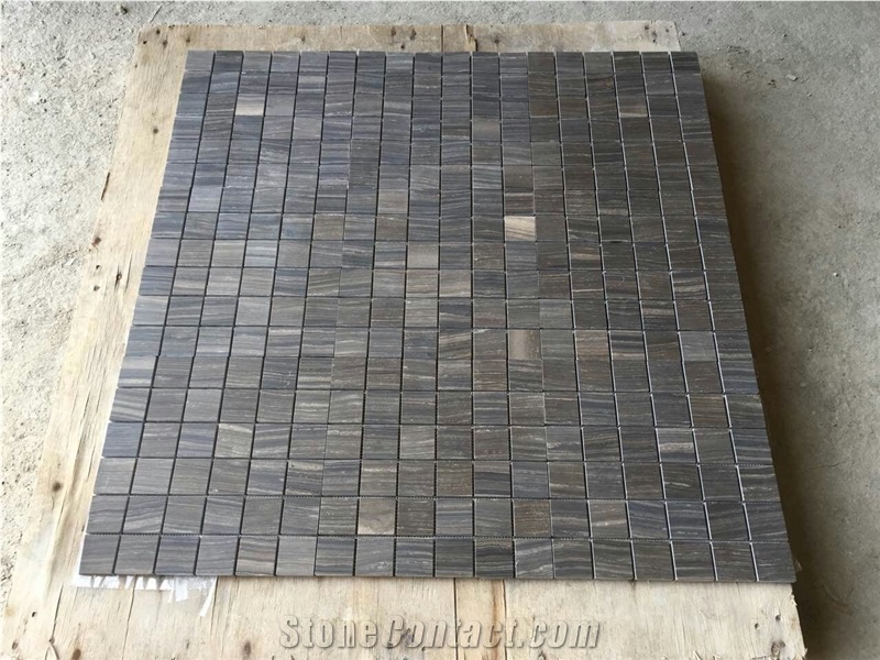 Tobacco Brown Mosaic Tile,Brown Limestone Mosaic,Limestone Mosaic Wall