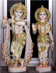 White Marble Radha Krishna Statues