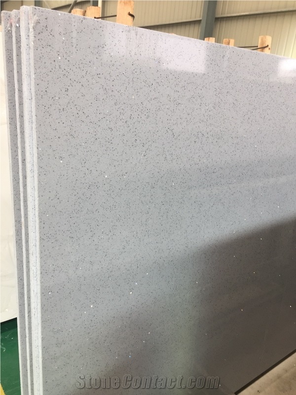 Light Grey Starlight Quartz Tiles Quartz Stone Slabs Stone Flooring