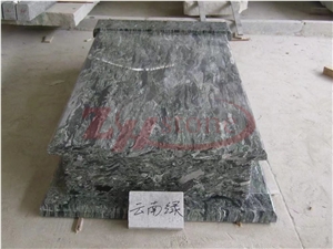 Polished Sea Wave Green Granite Western Style Tombstone