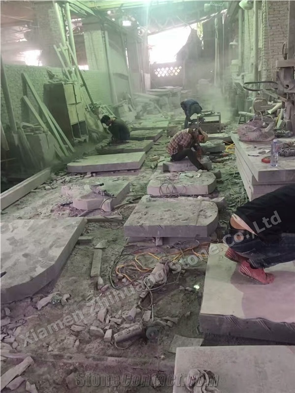 Yunnan Green Granite Wave Green Granite Single Tombstone Poland Style