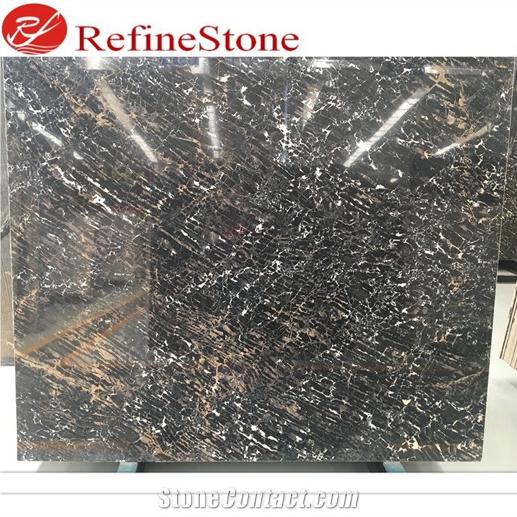 Bashu Bamboo Grain Black Marble Tile Slab