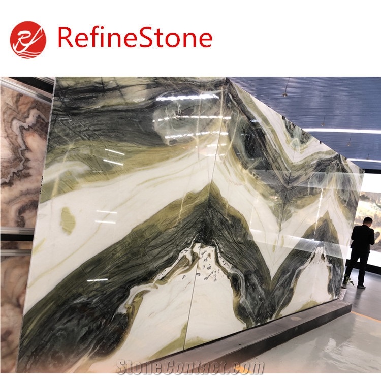 Ink Dan Green Jade Marble Slab