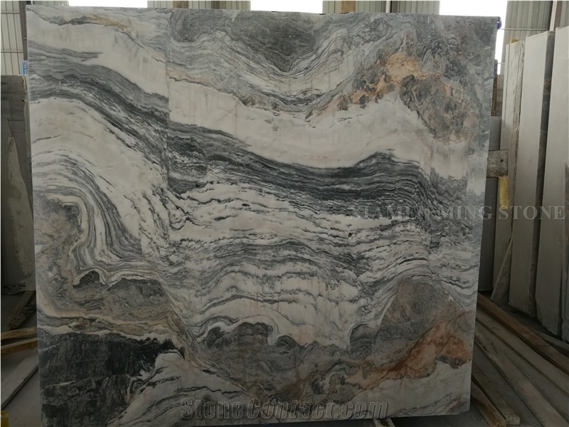 Totem Blue Marble Slab,Azul Fantasy Panel Cutting to Size Bookmatched Wall Tile