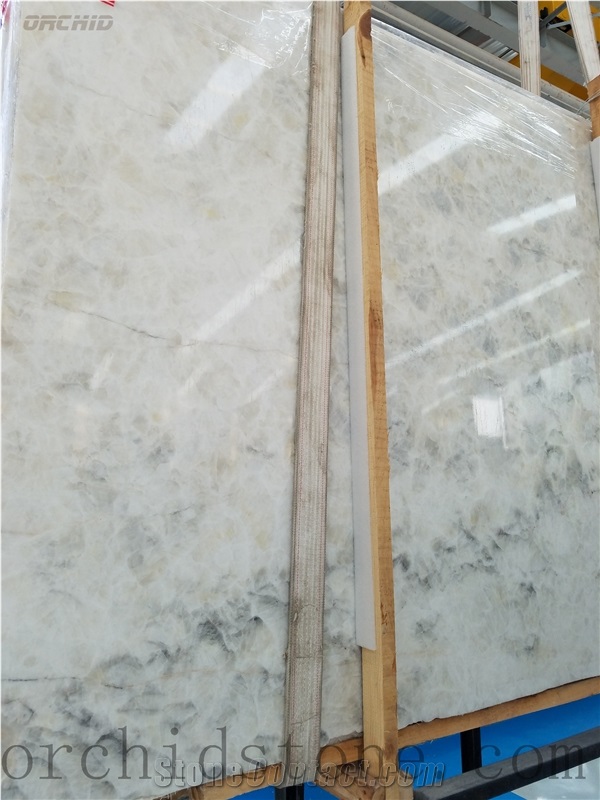 Crystal Snow White Onyx Backlit Wall Cladding Tiles,Jumbo Slabs Floor
