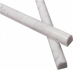 12" Polished Carrara White Marble Liner Mouldings Pencil Bullnose