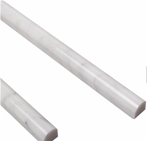 12" Polished Carrara White Marble Liner Mouldings Pencil Bullnose