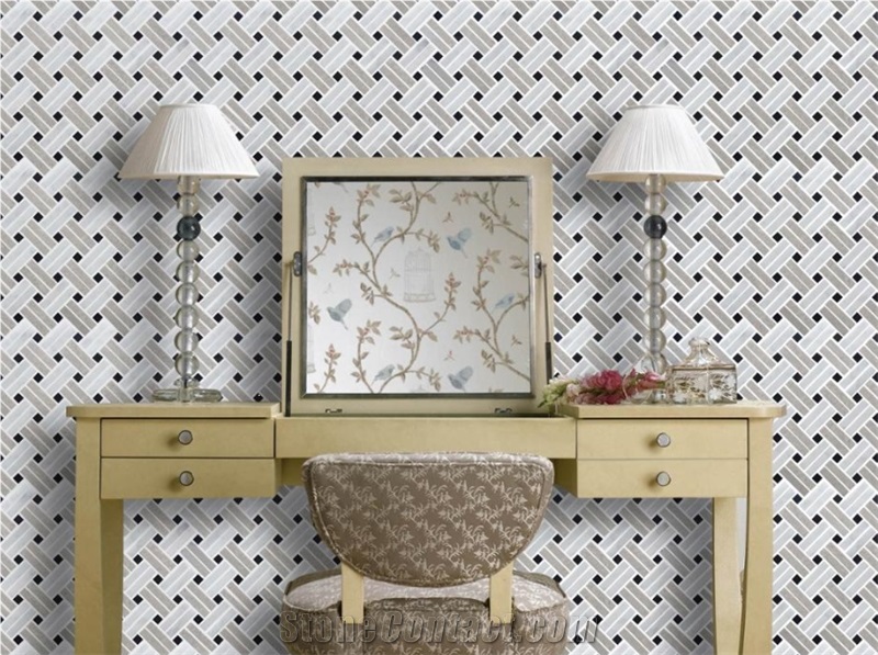 New Basketwave Mosaic Tile,Hot Sale Pattern,White,Black and Grey Mixed
