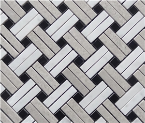 New Basketwave Mosaic Tile,Hot Sale Pattern,White,Black and Grey Mixed