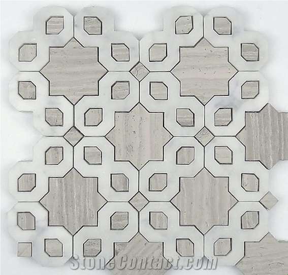Water Jet Marble Mosaic Tiles on Net,Backsplash,Floor,Wall,Kichen,Bath