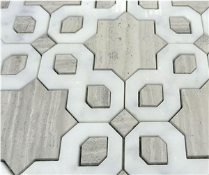 Water Jet Marble Mosaic Tiles on Net,Backsplash,Floor,Wall,Kichen,Bath
