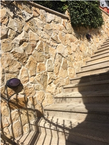Yellow Decorative Mossy Stone, Yellow Gneiss Building, Walling