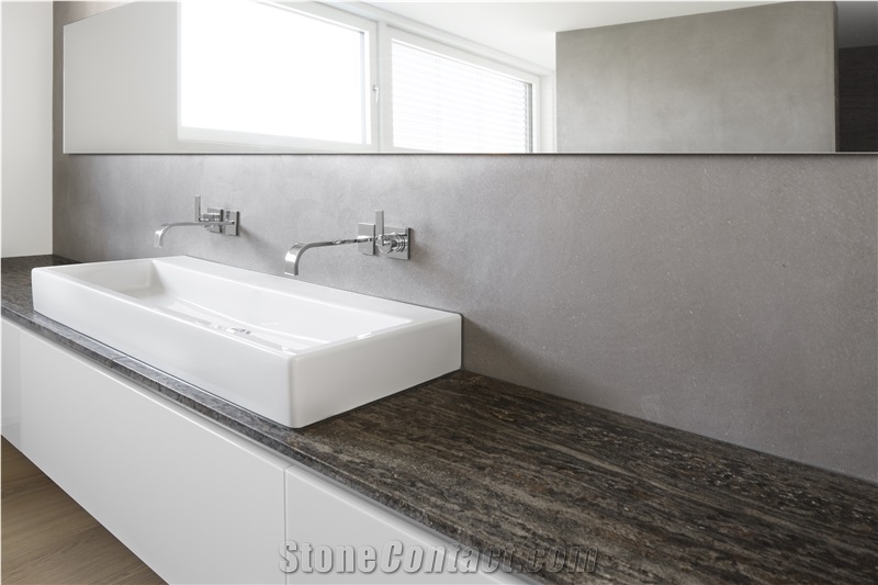 Kirchheimer Muschelkalk Vein Cut Filled, Brushed Bathroom Decorating