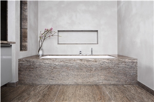 Kirchheimer Muschelkalk Vein Cut Filled, Brushed Bathroom Decorating