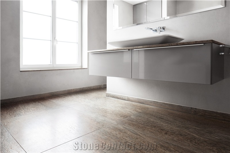 Kirchheimer Muschelkalk Vein Cut Filled, Brushed Bathroom Decorating