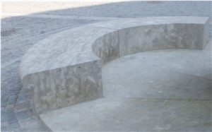 Wachenzeller Dolomit Floor, Bushhammered Benches Massive, Fountain
