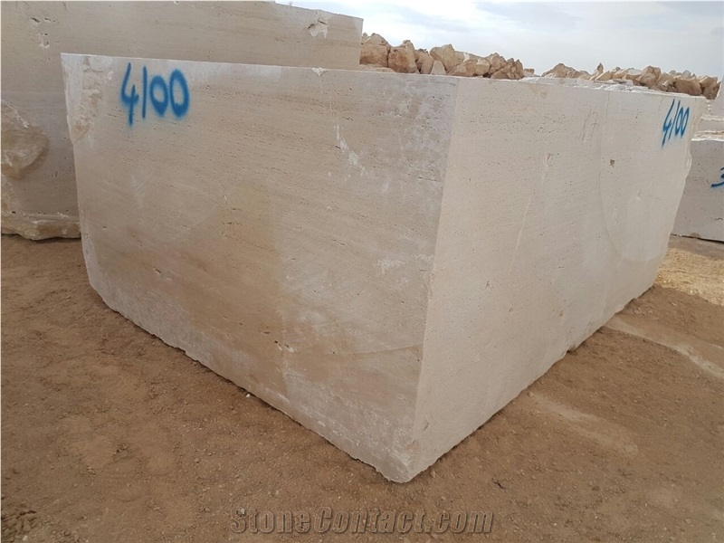 Konya Light Travertine Block, Turkey White Travertine