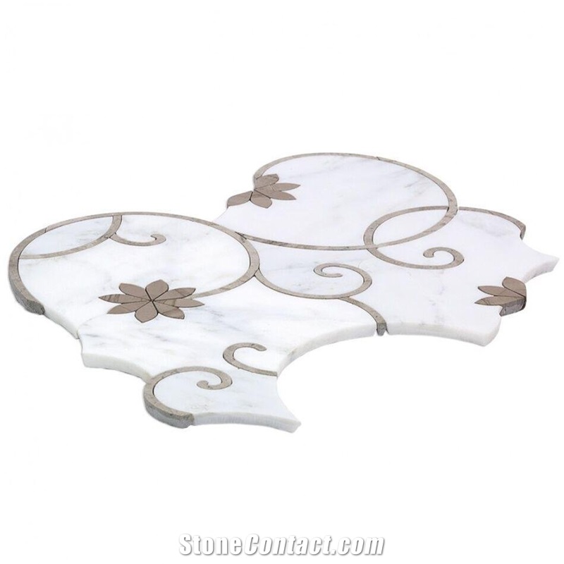 Custom Design Marble Waterjet Mosaic Tile for Bathroom Wall