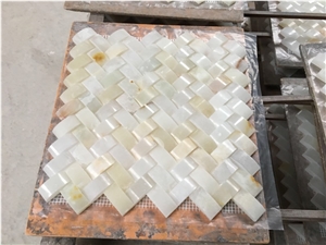 Kitchen Stone Mosaic White Onyx Herringbone Mosaic Tile