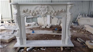 Sculptured Marble Stone Fireplace Modern Style White Marble Fireplace