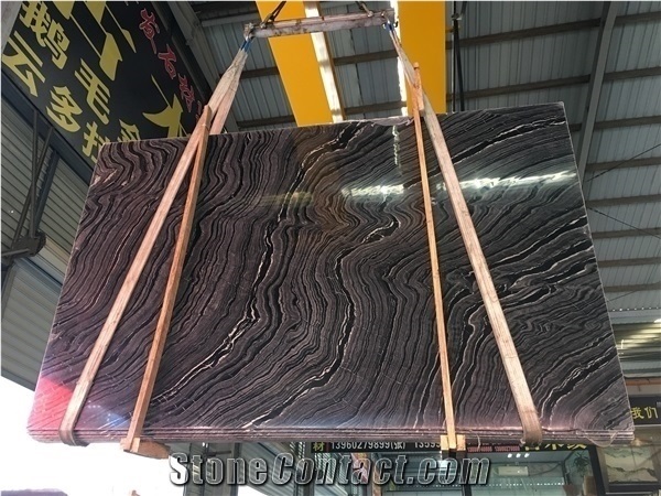 China Black Forest Ancient Wood Silver Wave Vein Marble Slab Floor Use