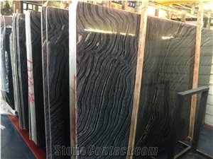 China Black Forest Ancient Wood Silver Wave Vein Marble Slab Floor Use