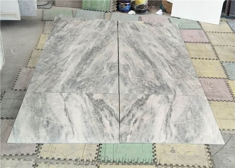 China White Grey Spring Land Marble Floor Wall Tiles Book Match Hotel