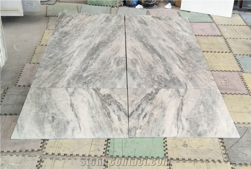 China White Grey Spring Land Marble Floor Wall Tiles Book Match Hotel