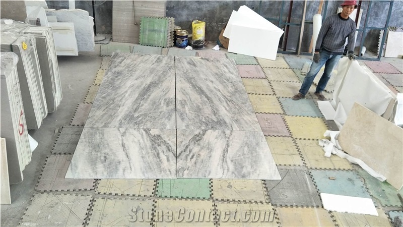 China White Grey Spring Land Marble Floor Wall Tiles Book Match Hotel