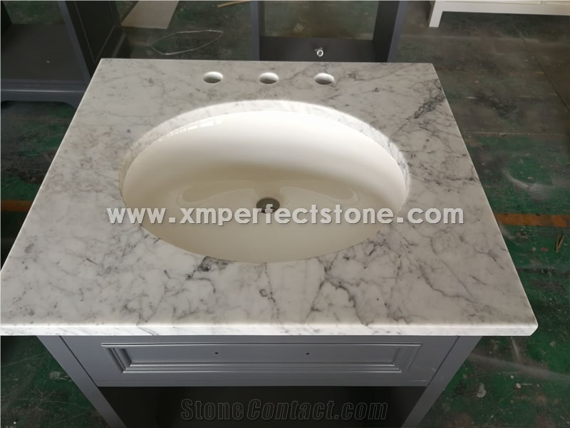 Bianco Carrara Marble Bathroom Vanity Tops 22 X24