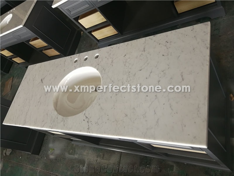 Bianco Carrara Ready Installation Vanity Top with Ceramic Bowl